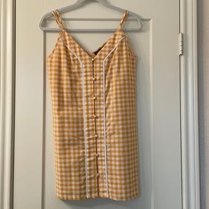 The Fifth Label yellow and white checkered dress